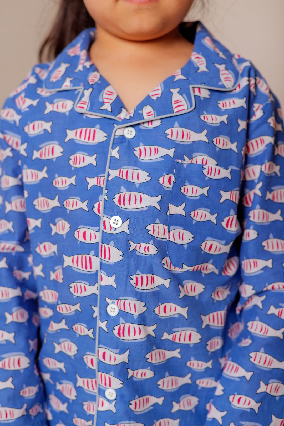 Blue Fish Print Nightsuit