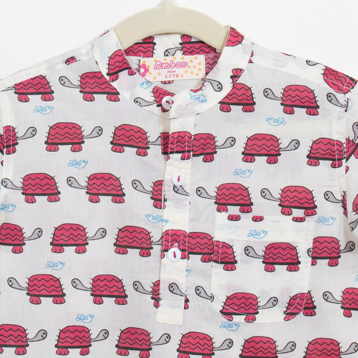 BOYS RED TURTLE HALF SLEEVE SHIRT