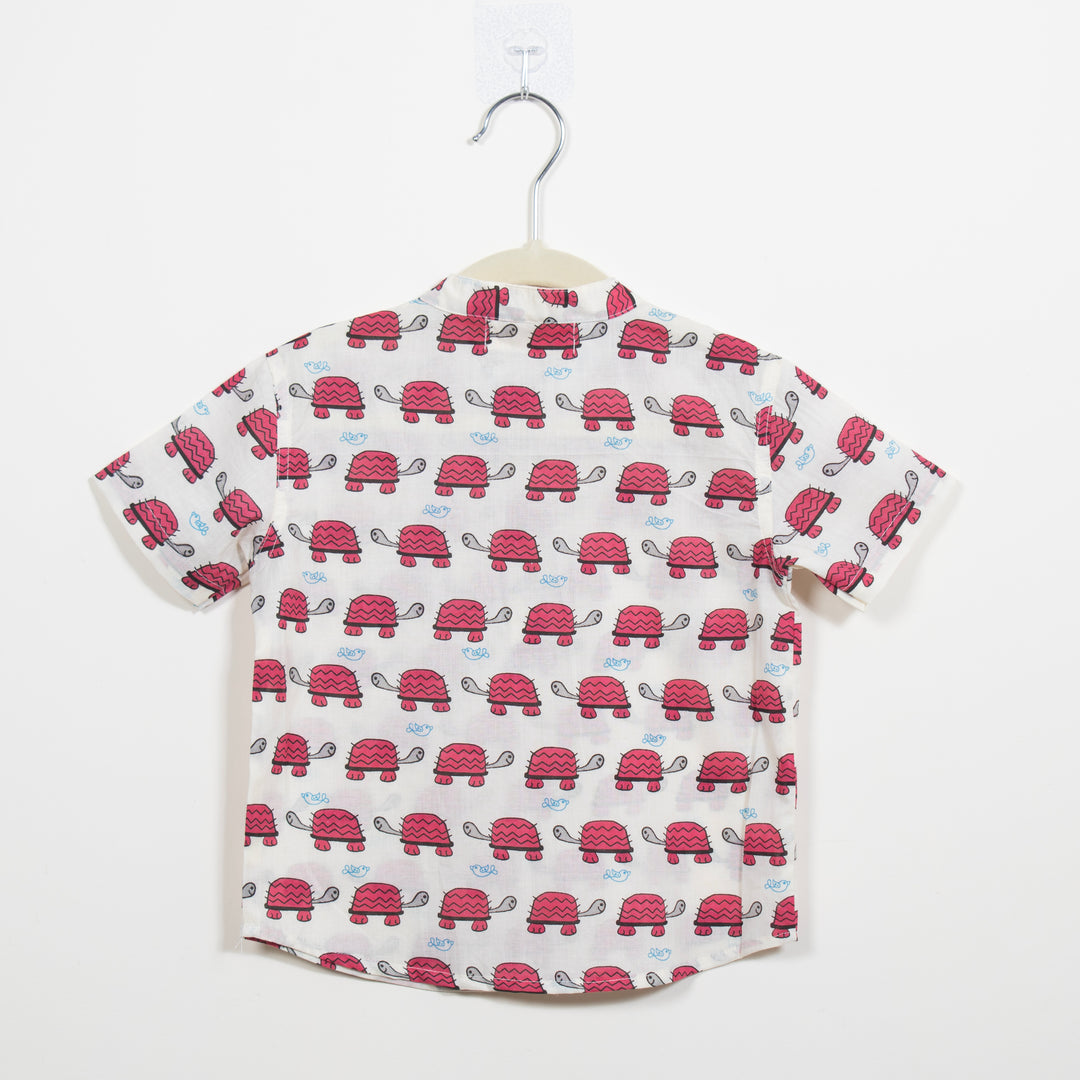 BOYS RED TURTLE HALF SLEEVE SHIRT