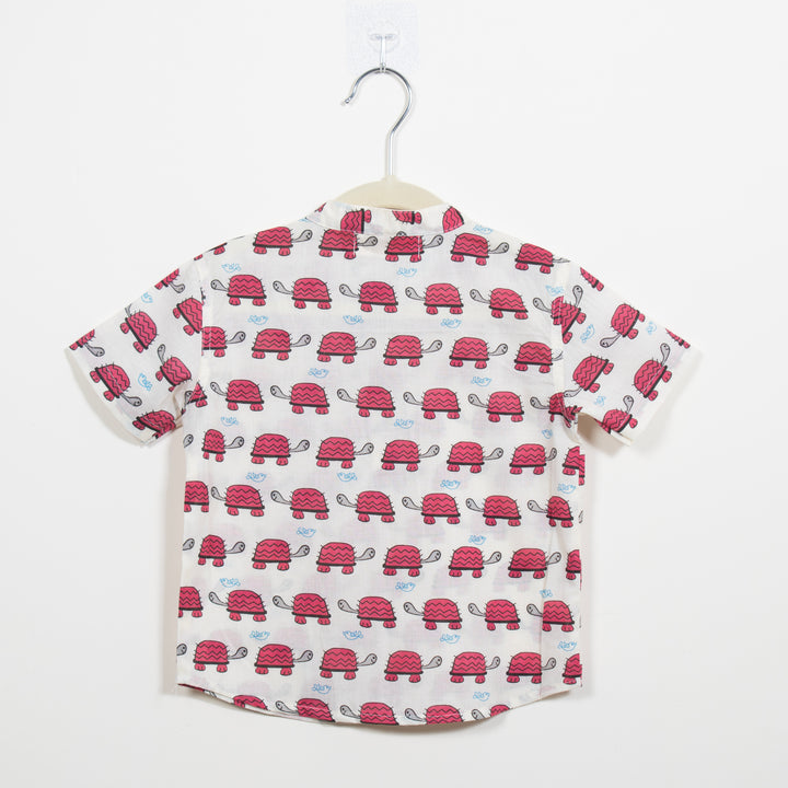 BOYS RED TURTLE HALF SLEEVE SHIRT