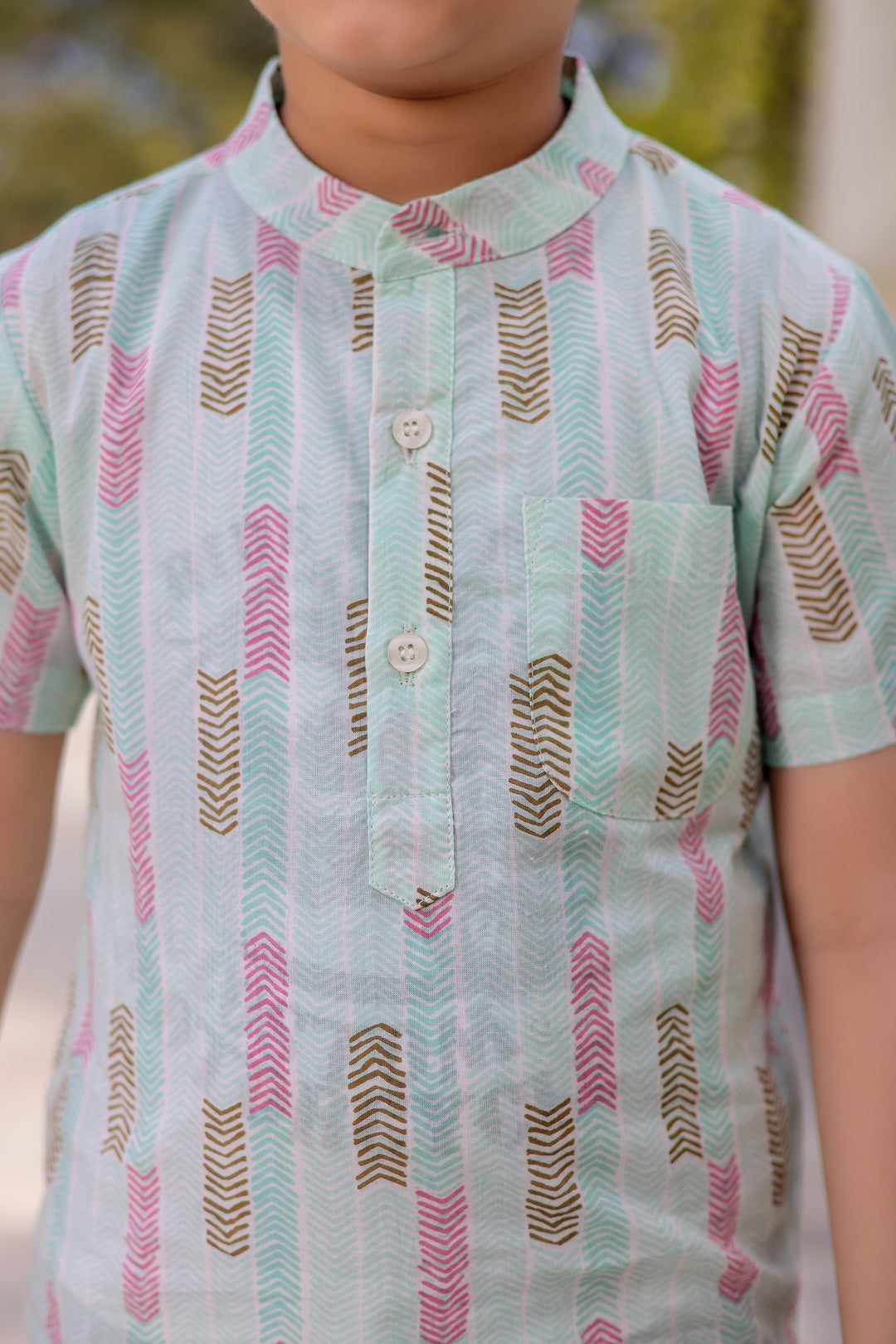 Boys Aqua Blue Half Sleeve Shirt