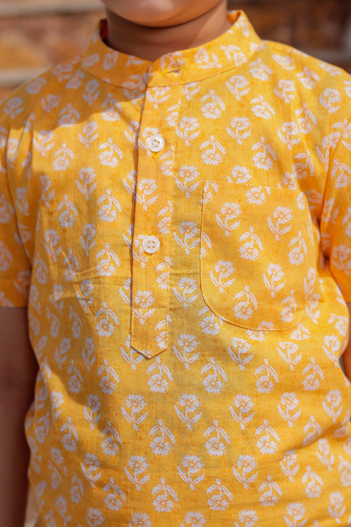 Boys Mango Yellow Half Sleeve Shirt