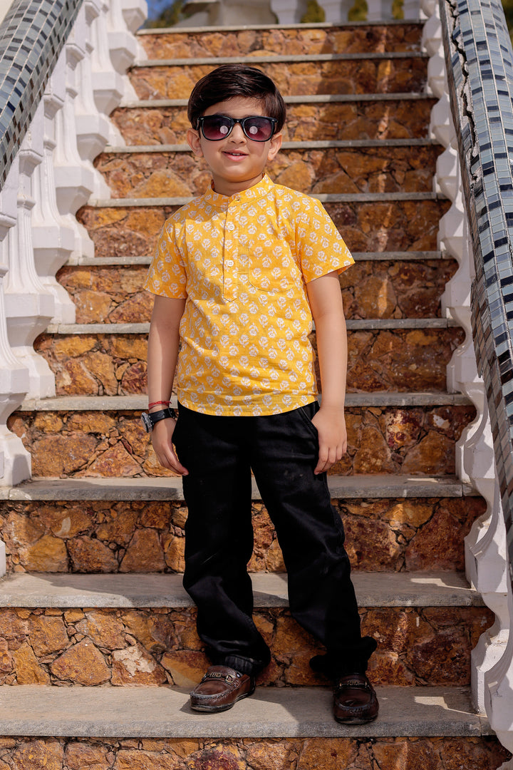 Boys Mango Yellow Half Sleeve Shirt
