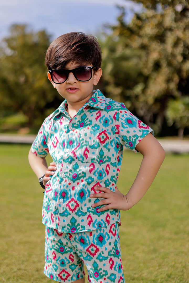 Boys Blue Ikat Co-Ord Set