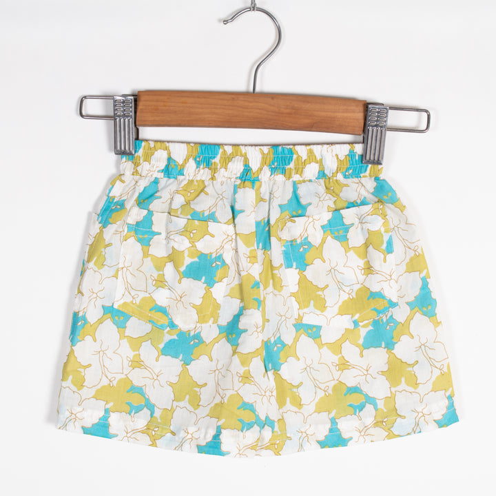 BOYS  GREEN WHITE FLORAL SHIRT WITH SHORTS CO-ORD SET