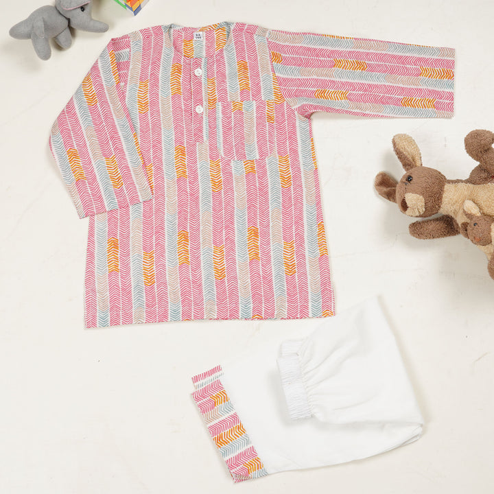 PEACH STRIPED NIGHT SUIT (SET OF 2)