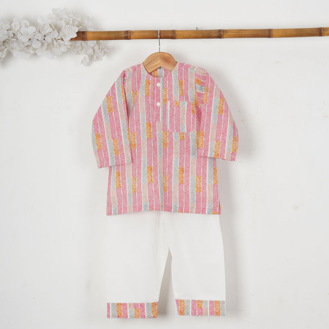PEACH STRIPED NIGHT SUIT (SET OF 2)