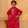 GIRLS FUCHSIA GOTA PATTI WORK KURTI WITH LEHERIYA SHARARA AND DUPATTA (SET OF 3)
