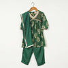 GIRLS GREEN MUSLIN ALIA CUT KURTI WITH PANT AND DUPATTA (SET OF3)