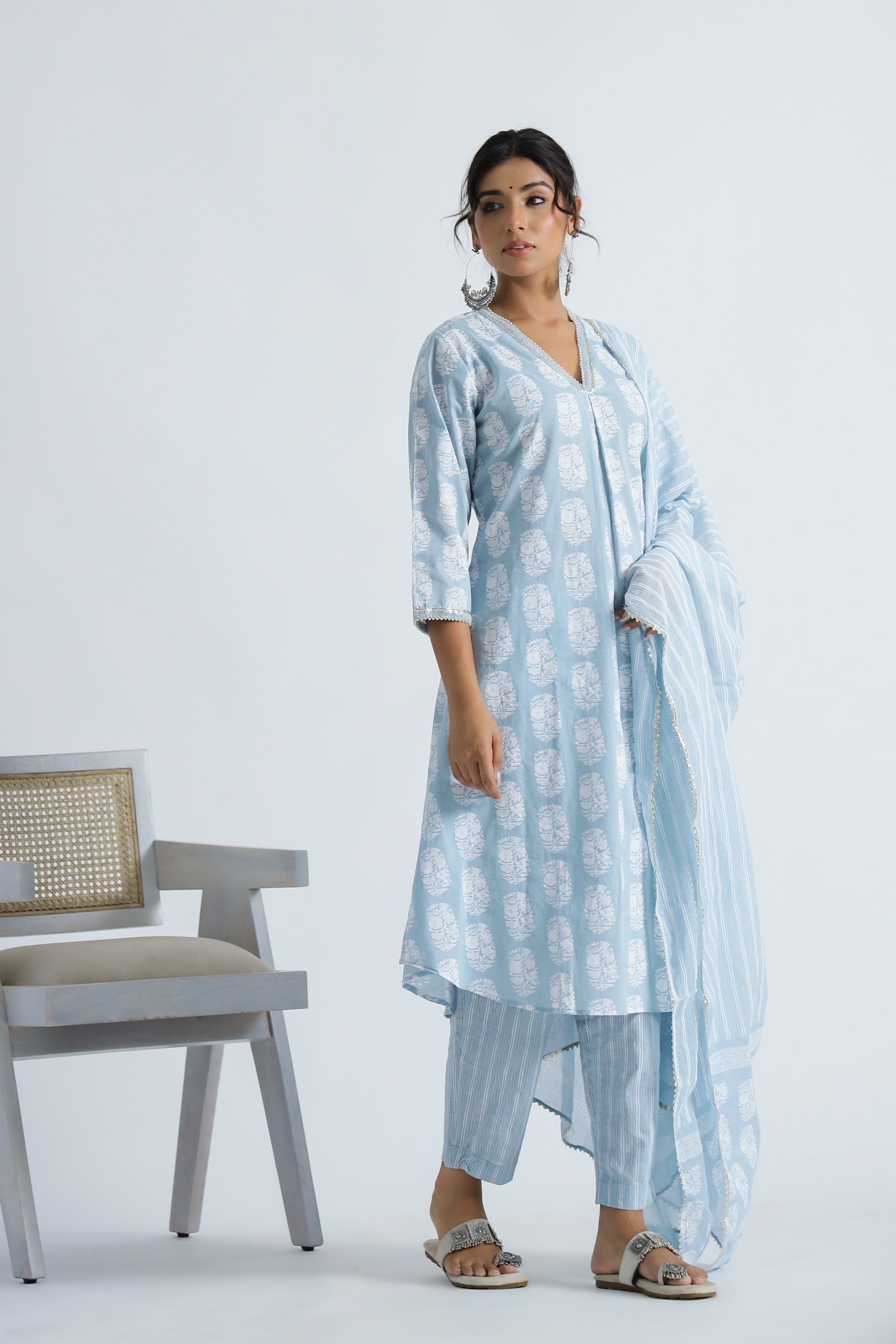 Powder online blue kurta pant set