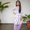 GIRLS WHITE PURPLE FLORAL KURTI WITH PUPLE AFGHANI SALWAR (SET OF 2)