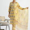 WOMEN YELLOW ETHNIC BUTI KURTA WITH PANT AND KOTA DORIA DUPATTA (SET OF 3)