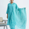WOMEN BLUE KURTA WITH BLUE PANT AND KOTA DORIA DUPATTA (SET OF 3)