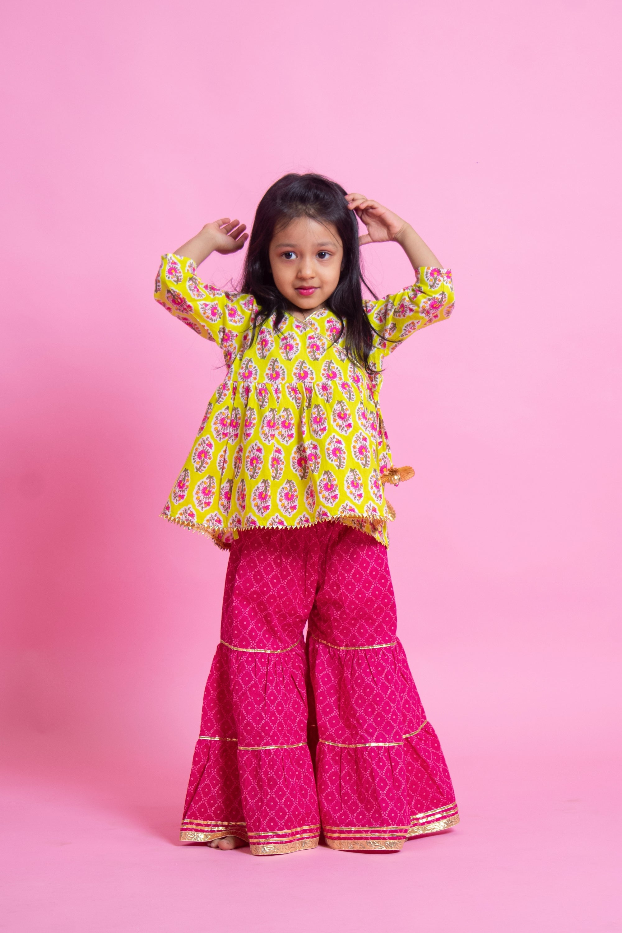 Indian Pakistani Kids Girls sharara,Garara Kurti party wear ethnic dress  plazzo | eBay