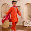Rust-Orange Festive Kurta Set with Pant and Dupatta (Set of 3)