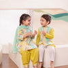 Girls Yellow Green Floral Kurti with Salwar Set (Set of 3) + Boys Yellow Kurta Pajama with Printed Jacket (Set of 3)