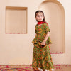 Girls Olive Green Bandhani Print Sharara with Dupatta Set (Set of 3)
