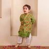 Boys Olive Green Bandhani Print Jacket with Kurta & Pajama Set (Set of 3)