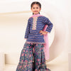 Girls Blue & Pink Floral Sharara Set (Set of 3)