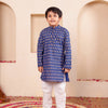 Boys Royal Blue Geometric Print Kurta Set (Set of 2)