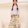 Girls Lilac Floral Angrakha Sharara Set (Set of 2)