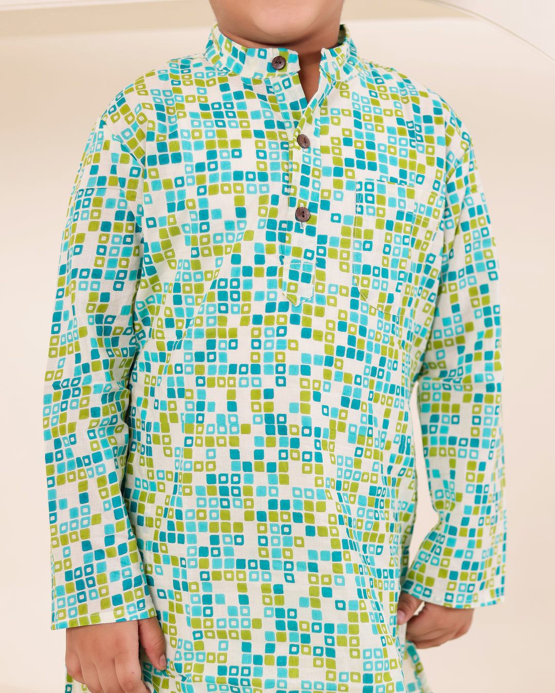 Boys Geometric Print Kurta Pyjama Set (Set of 2)