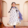 Elegant Indigo Lotus Anarkali Set (Set of 3)