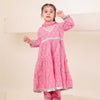 Candy Pink Tiered Anarkali Set (Set of 3)