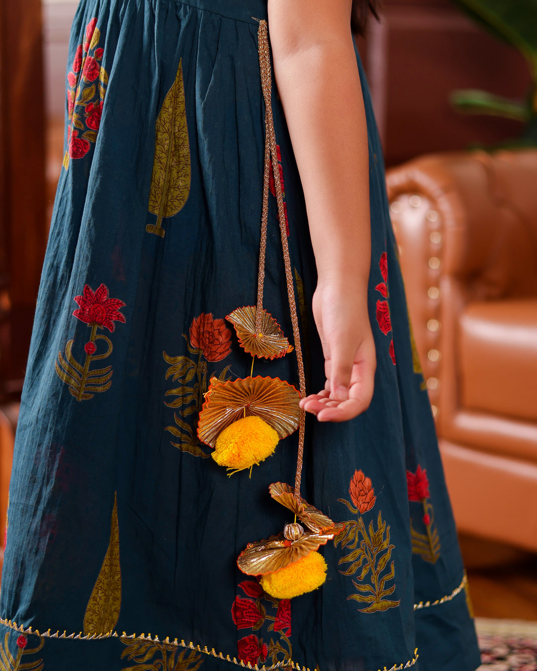 Teal Ankle Length Gota Dress