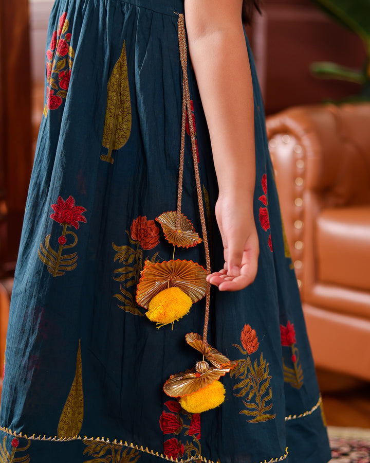 Teal Ankle Length Gota Dress