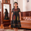 Midnight Black Floral Ankle Length Dress with Festive Gota Tassels
