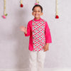 BOYS PINK FLORAL SIDE BUTTON KURTA WITH PAJAMA (SET OF 2)