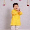 BOYS YELLOW LEHERIYA KURTA WITH PAJAMA (SET OF 2)