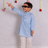 BOYS BLUE LEHERIYA KURTA WITH PAJAMA (SET OF 2)