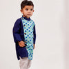 BOYS BLUE FLORAL SIDE BUTTON KURTA WITH PAJAMA (SET OF 2)