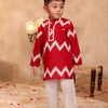 BOYS MAROON LEHERIYA KURTA WITH PAJAMA (SET OF 2)