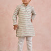 BOYS WHITE GOLD KURTA WITH PAJAMA (SET OF 2)