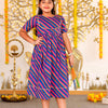 GIRLS PINK BLUE LEHERIYA ANKLE LENGTH ETHNIC GOTA DRESS WITH POM POM