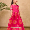GIRLS PINK BANDHANI ANKLE LENGTH GOTA DRESS