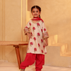 Girls Rose Print Chanderi Kurta & Salwar Set with Dupatta (Set of 3)