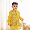 BOYS YELLOW FLORAL JACKET WITH YELLOW KURTA AND PAJAMA (SET OF 3)