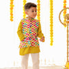 BOYS MULTICOLOR JACKET WITH SOFT YELLOW KURTA AND PAJAMA (SET OF 3)