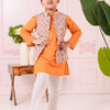 BOYS ORANGE GREY FLORAL JACKET WITH ORANGE KURTA AND PAJAMA (SET OF 3)