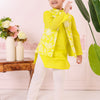 BOYS LIME GREEN FLORAL JACKET WITH LIME GREEN KURTA AND PAJAMA (SET OF 3)