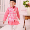 BOYS LIGHT PINK FLORAL JACKET WITH PINK KURTA AND PAJAMA (SET OF 3)