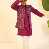 BOYS PURPLE MUSLIN JACKET WITH PURPLE KURTA AND PAJAMA (SET OF 3)