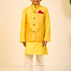 BOYS YELLOW KURTA WITH YELLOW SILK BLEND JACKET AND PAJAMA (SET OF 3)