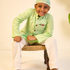 BOYS PASTEL GREEN KURTA WITH PASTEL GREEN SILK BLEND JACKET AND PAJAMA (SET OF 3)