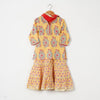 GIRLS YELLOW BUTA KURTI WITH YELLOW FLORAL SHARARA AND DUPATTA (SET OF 3)