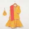 GIRLS YELLOW KURTI WITH GOTA PATTI WORK AND YELLOW LUREX SHARARA AND DUPATTA (SET OF 3)